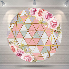 Lofaris Pink Floral Triangle Element Round Wedding Backdrop