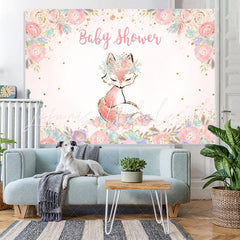 Lofaris Pink Florals and A Lovely Fox Baby Shower Backdrop