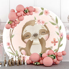 Lofaris Pink Flower Raccoon And Butterfly Theme Round Backdrop
