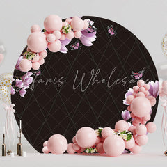 Pink Flowers and Butterflies Round Backdrop for Soft Vibes