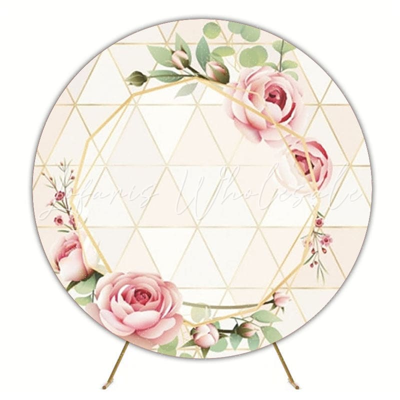 Pink Flowers And Roses Round Backdrop For Elegant Celebrations