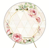 Pink Flowers And Roses Round Backdrop For Elegant Celebrations
