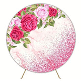 Pink Flowers And Roses Round Backdrop For Elegant Floral Decor