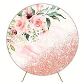 Pink Flowers And Roses Round Backdrop For Romantic Floral Decor
