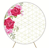 Pink Flowers Elegant Round Backdrop for Baby Shower