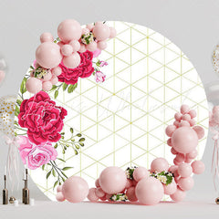 Pink Flowers Elegant Round Backdrop for Baby Shower
