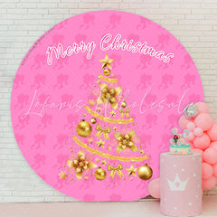 Lofaris Pink Girl Golden Tree Circle Christmas Backdrop