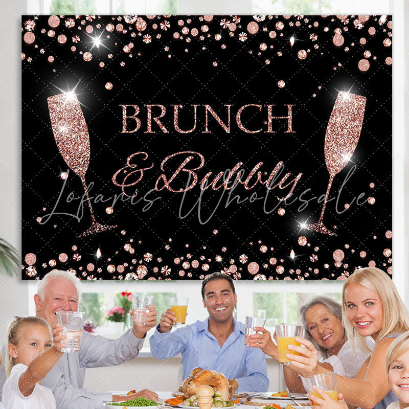 Lofaris Pink Glitter Brunch Bully Themed Girl Birthday Backdrop