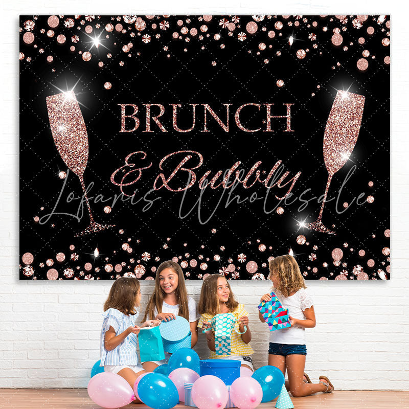 Lofaris Pink Glitter Brunch Bully Themed Girl Birthday Backdrop