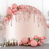 Lofaris Pink Glitter Custom Round Happy Birthday Party Backdrop