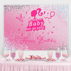 Lofaris Pink Glitter Diamond Girls Birthday Party Backdrop