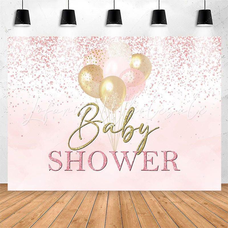 Lofaris Pink Glitter Dots Balloons Baby Shower Backdrop