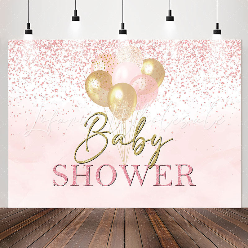 Lofaris Pink Glitter Dots Balloons Baby Shower Backdrop