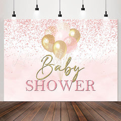 Lofaris Pink Glitter Dots Balloons Baby Shower Backdrop