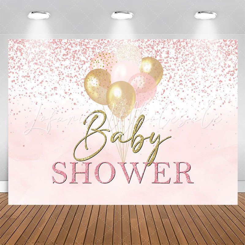 Lofaris Pink Glitter Dots Balloons Baby Shower Backdrop