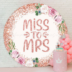 Lofaris Pink Glitter Floral Round Bridal Shower Backdrop