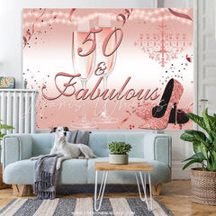Lofaris Pink Glitter Heels 50th Fabulous Birthday Backdrop