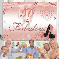 Lofaris Pink Glitter Heels 50th Fabulous Birthday Backdrop