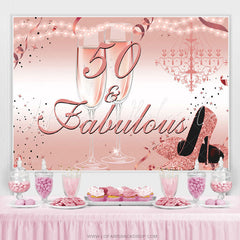 Lofaris Pink Glitter Heels 50th Fabulous Birthday Backdrop