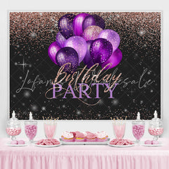 Lofaris Pink Glitter Purple Balloons Happy Birthday Backdrop