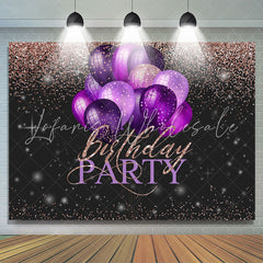 Lofaris Pink Glitter Purple Balloons Happy Birthday Backdrop