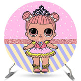 Lofaris Pink Glitter Round Cute Little Girl Birthday Backdrop
