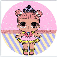 Lofaris Pink Glitter Round Cute Little Girl Birthday Backdrop