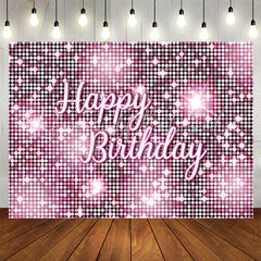 Lofaris Pink Glitter Sequin Simple Happy Birthday Backdrop