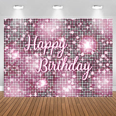 Lofaris Pink Glitter Sequin Simple Happy Birthday Backdrop