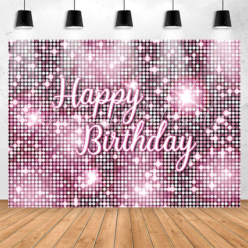Lofaris Pink Glitter Sequin Simple Happy Birthday Backdrop