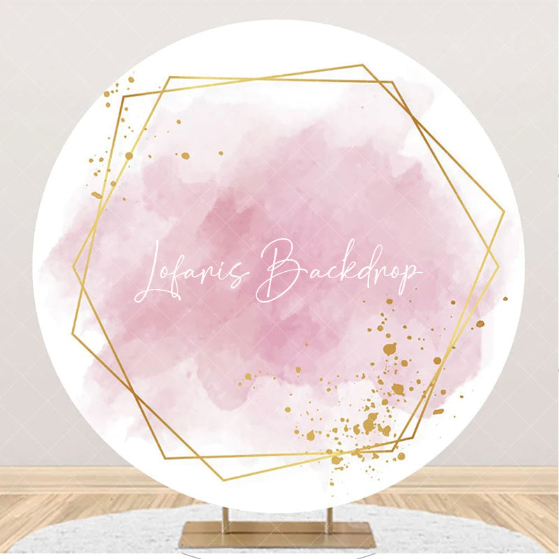 Lofaris Pink Gold Abstract Marble Texture Round Backdrop