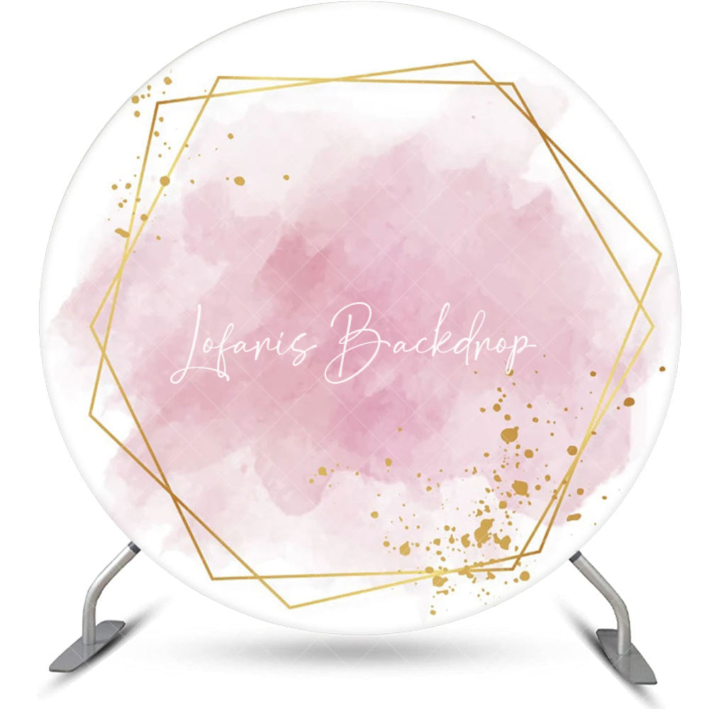 Lofaris Pink Gold Abstract Marble Texture Round Backdrop