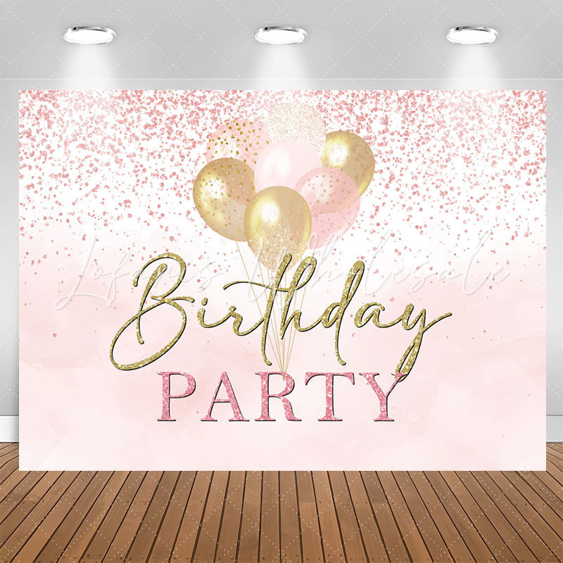Lofaris Pink Gold Balloons Glitter Birthday Party Backdrop