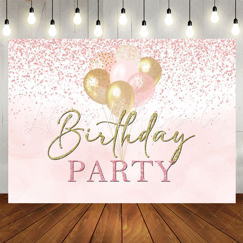 Lofaris Pink Gold Balloons Glitter Birthday Party Backdrop