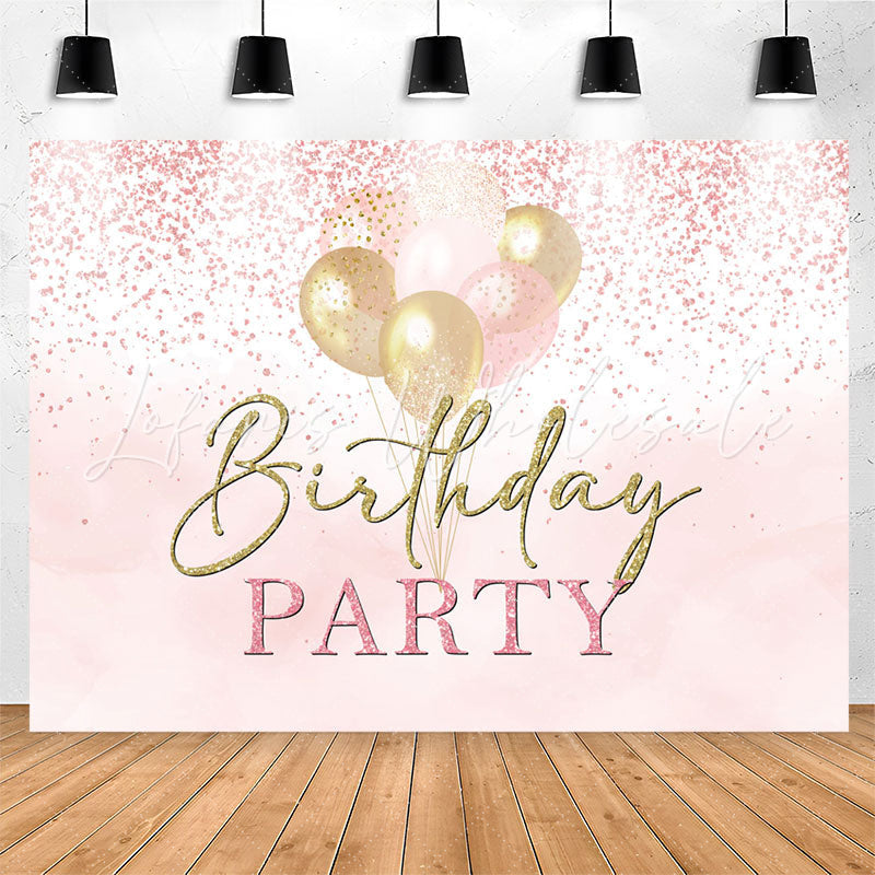 Lofaris Pink Gold Balloons Glitter Birthday Party Backdrop
