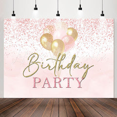 Lofaris Pink Gold Balloons Glitter Birthday Party Backdrop