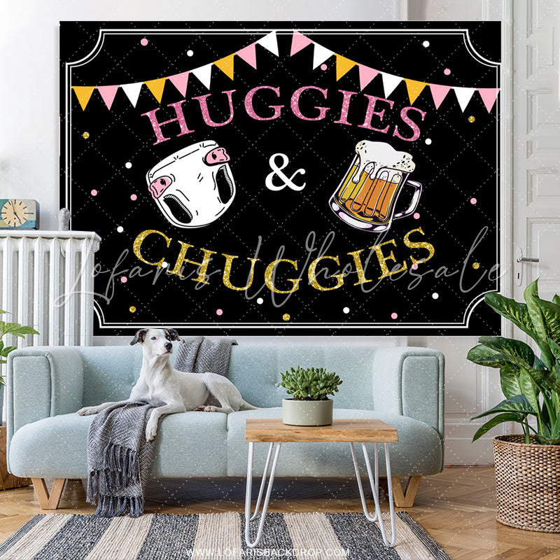 Lofaris Pink Gold Huggies Or Chuggies Gender Reveal Backdrop