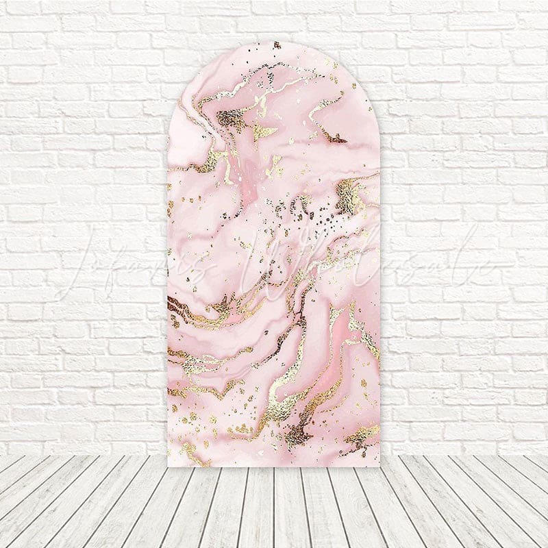 Pink Gold Marble Luxurious Style Arch Backdrop For Chic Party