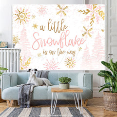 Lofaris Pink Gold Snowflake Is On The Way Baby Shower Backdrop