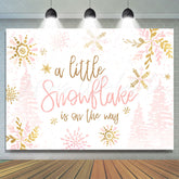 Lofaris Pink Gold Snowflake Is On The Way Baby Shower Backdrop