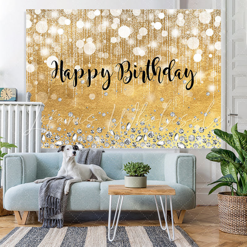Lofaris Pink Gorgeous Bokeh Diamond Happy Birthday Backdrop