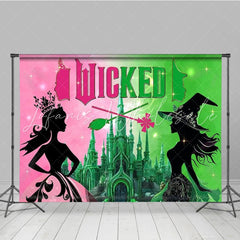 Pink Green Castle Witch Birthday Party Backdrop For Girl Women