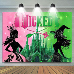 Pink Green Castle Witch Birthday Party Backdrop For Girl Women