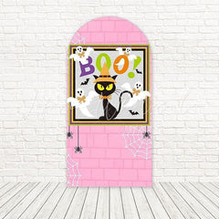 Pink Halloween Cat Spooky Charm Arch Backdrop For Halloween Party