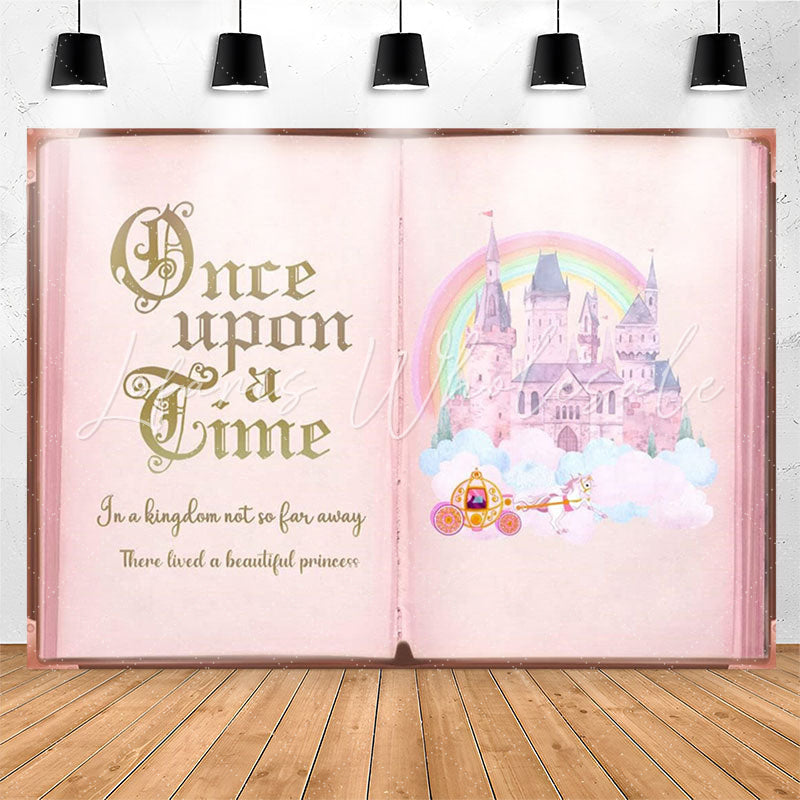 Lofaris Pink Hardcover Story Book Girl Birthday Backdrop
