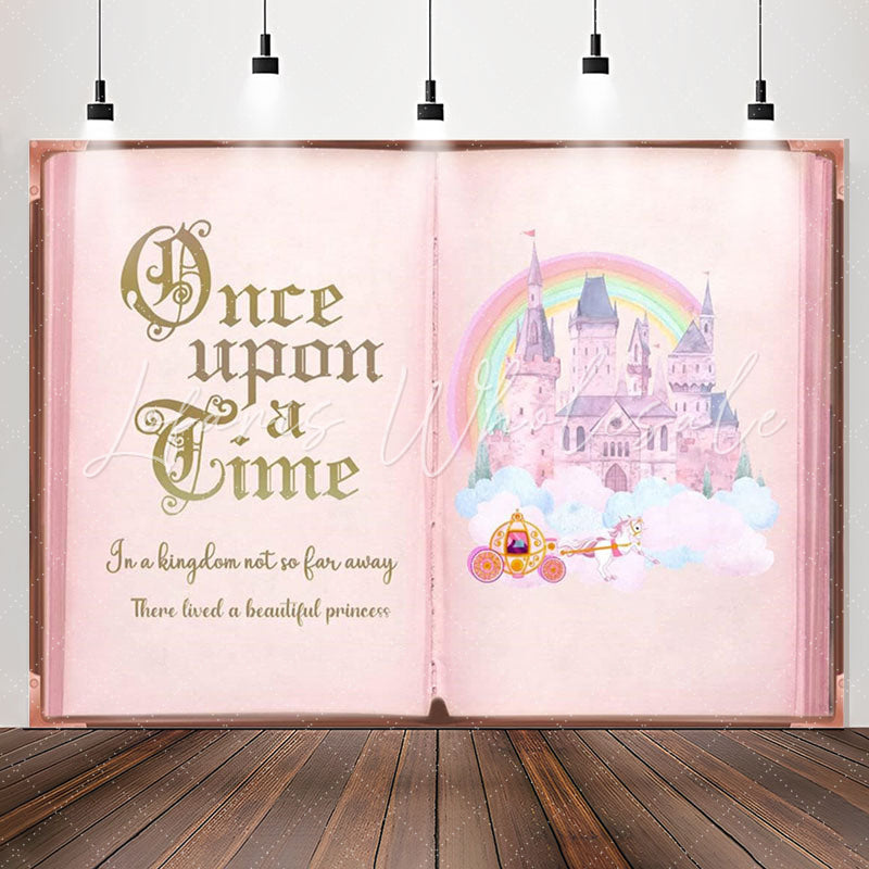 Lofaris Pink Hardcover Story Book Girl Birthday Backdrop