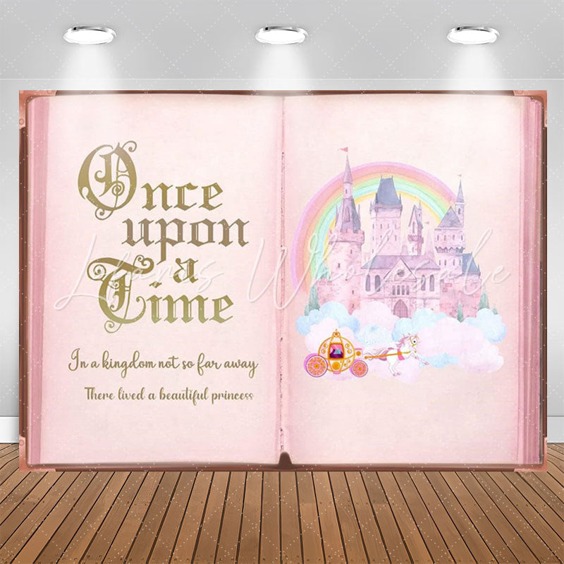 Lofaris Pink Hardcover Story Book Girl Birthday Backdrop