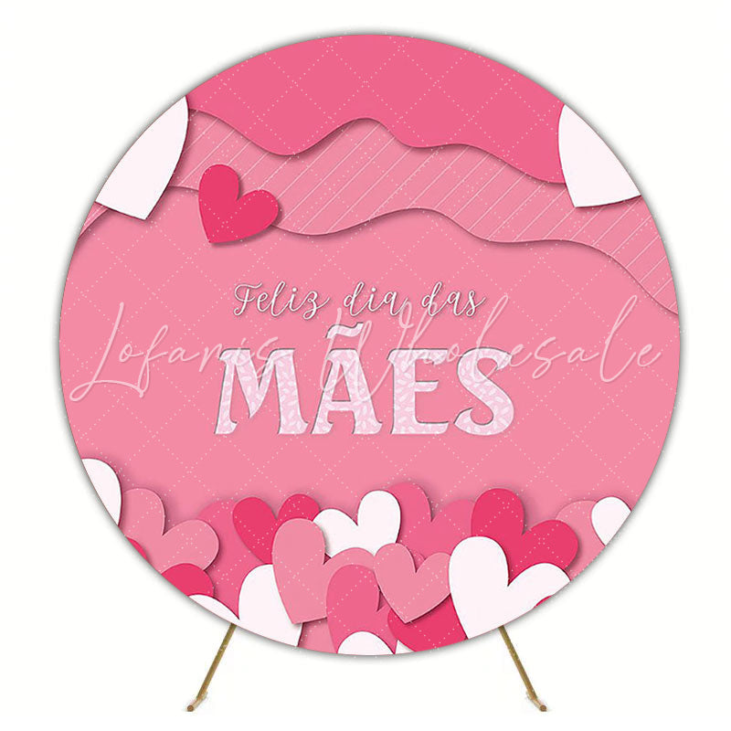 Pink Heart Mothers Day Round Backdrop for Party