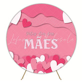 Pink Heart Mothers Day Round Backdrop for Party