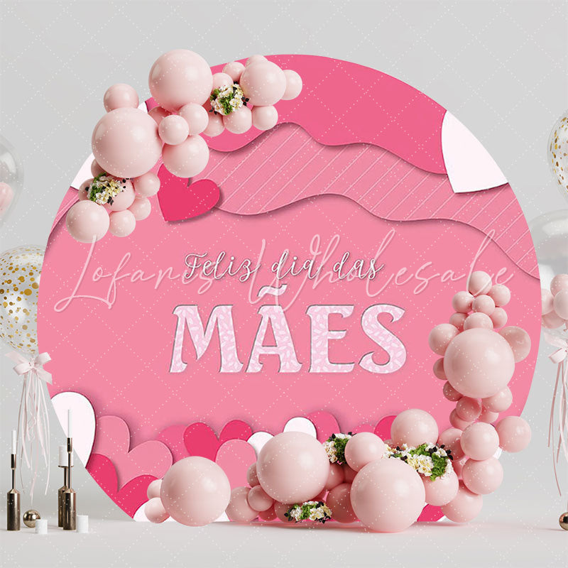 Pink Heart Mothers Day Round Backdrop for Party